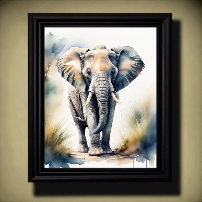 Poster Aquarelle Peinture d'un éléphant 5:4 (Créateur téléchargé)