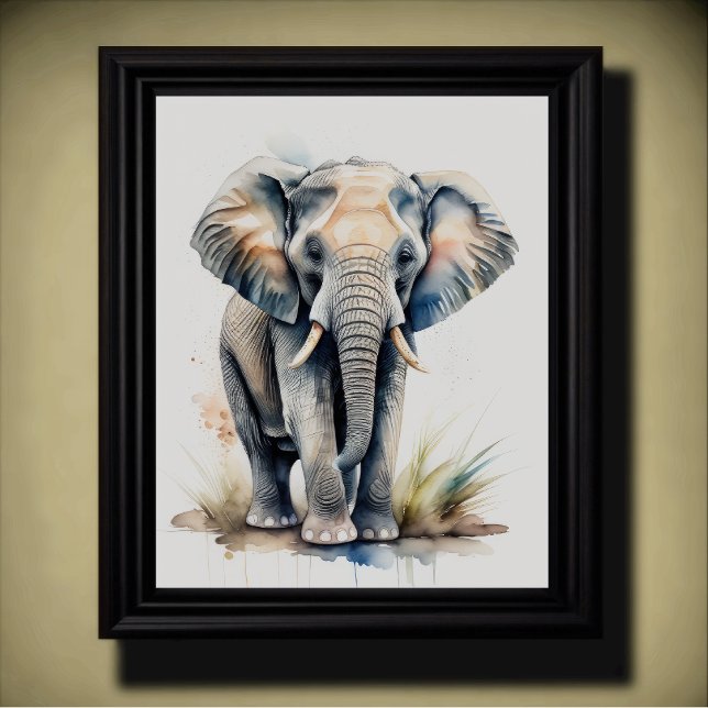 Poster Aquarelle Peinture d'un éléphant 5:4 (Créateur téléchargé)