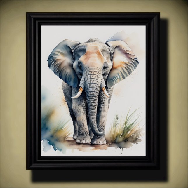 Poster Aquarelle Peinture d'un éléphant 5:4 (Créateur téléchargé)