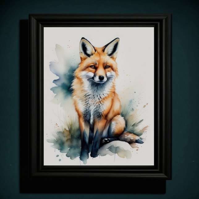 Poster Aquarelle Peinture d'un Fox 5:4 (Créateur téléchargé)