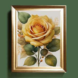 Poster Aquarelle Peinture d'un Rose