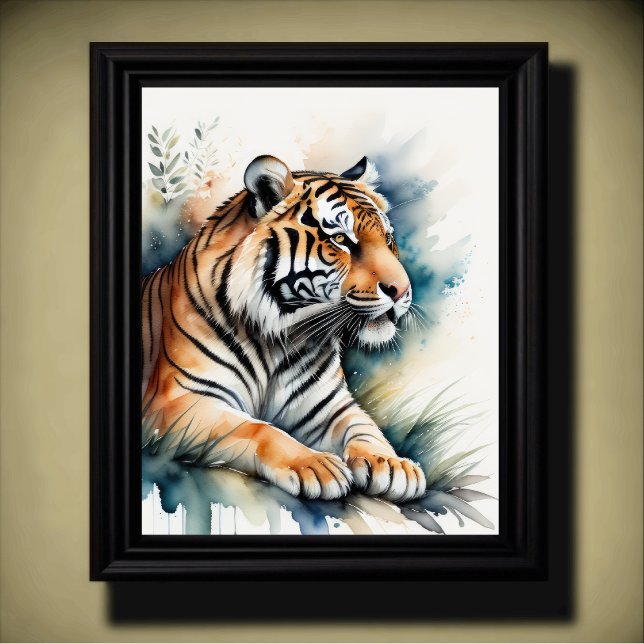 Poster Aquarelle Peinture d'un tigre 5:4 (Créateur téléchargé)