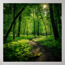 Aquarelle Peinture d'une forêt d'été luxuriante