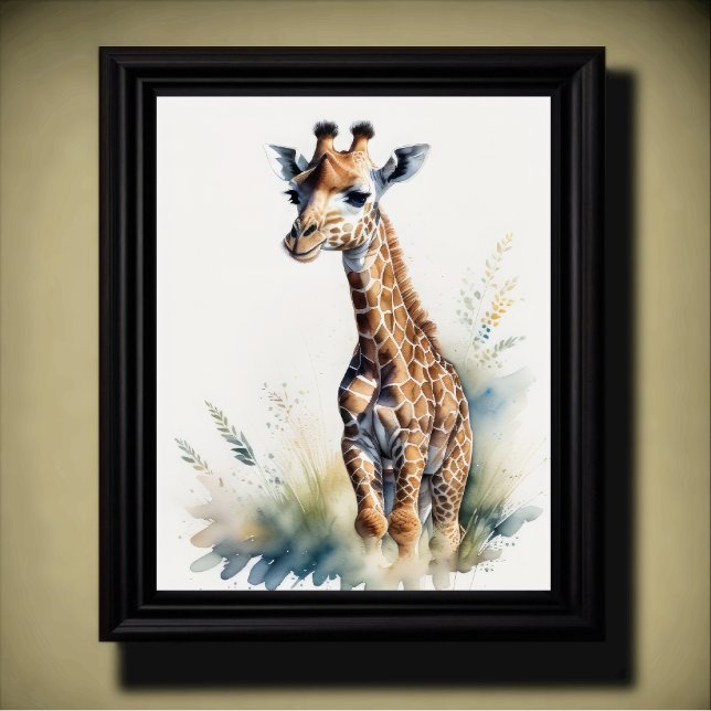 Poster Aquarelle Peinture d'une girafe 5:4 (Créateur téléchargé)