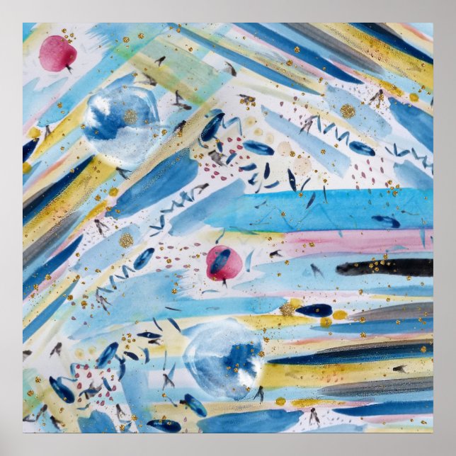 Poster Aquarelle peinture main art abstrait (Devant)