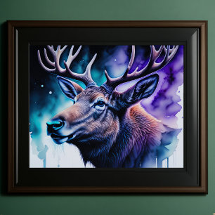 Poster Aquarelle Peinture Majestic Elk 5:4