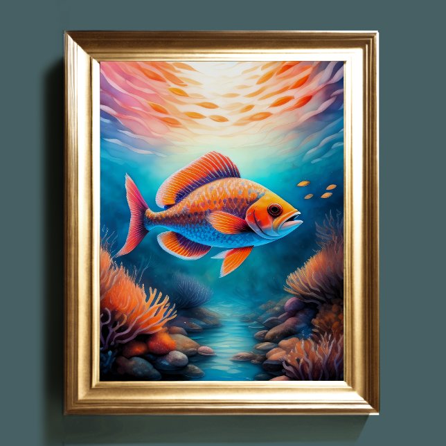 Poster Aquarelle Peinture Poisson de récif (Créateur téléchargé)