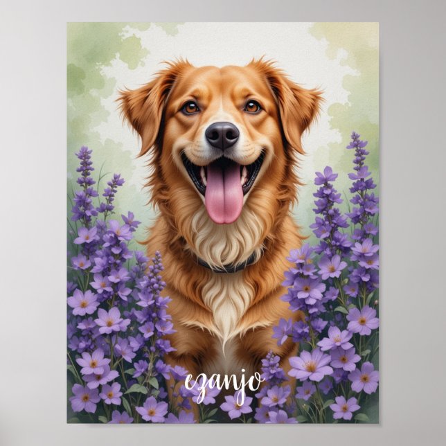 Poster Aquarelle Peinture Portrait pour animal de compagn (Devant)