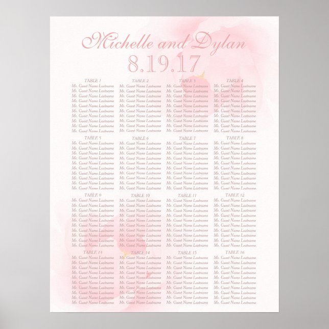 Poster Aquarelle Peony rose clair Mariage (Devant)