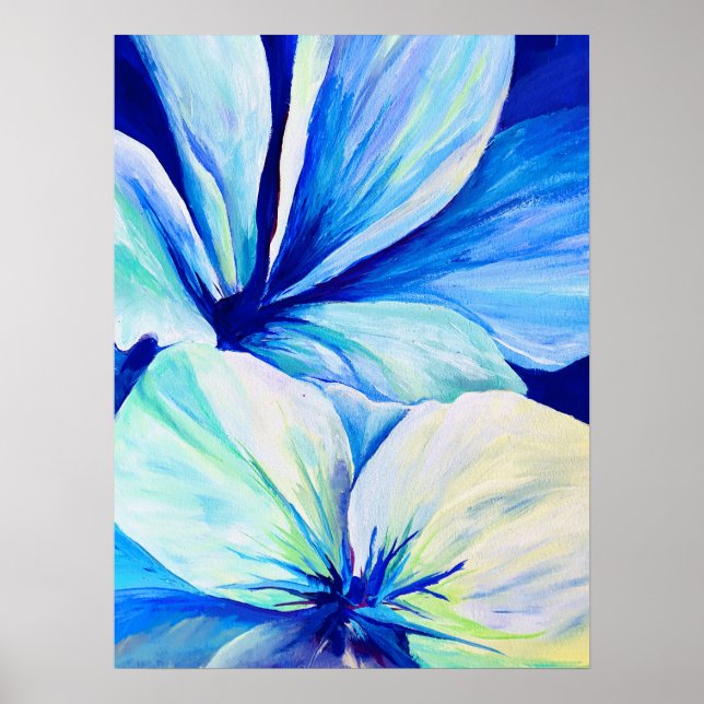 Poster Aquarelle Perse Bleu Lys Pétales Motif (Devant)