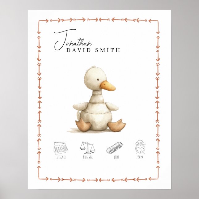 Poster Aquarelle personnalisable Duck Nursery Détails de  (Devant)