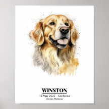 Aquarelle personnalisée de Golden Retriever