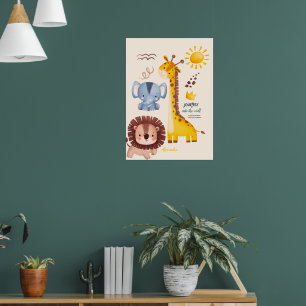Poster Aquarelle personnalisée Safari Animaux