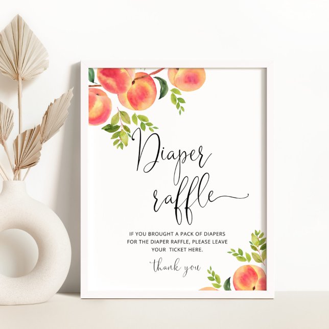 Poster Aquarelle petite couche de pêche signe de tombola (Créateur téléchargé)