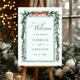 Poster Aquarelle Pine Garland Mariage Bienvenue Monnaie v