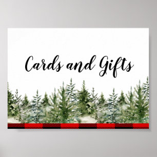 Poster Aquarelle Pine verte et Buffle rouge Plaid