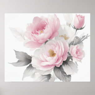Poster Aquarelle Pink Peonies
