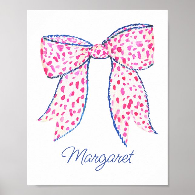Poster Aquarelle Pink Poka Dot Bow (Devant)
