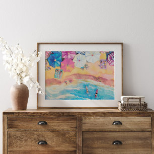 Poster Aquarelle Plage d'Été