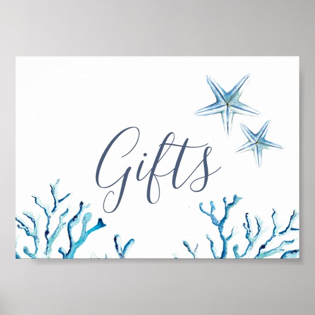 Poster Aquarelle Plage Mariage Cadeaux Tablette Signes (Devant)