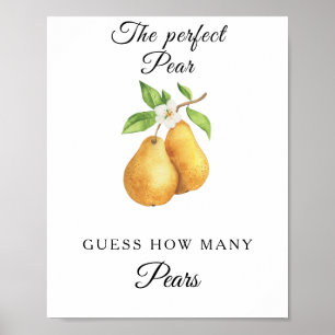 Poster Aquarelle poires Baby shower Combien de poires