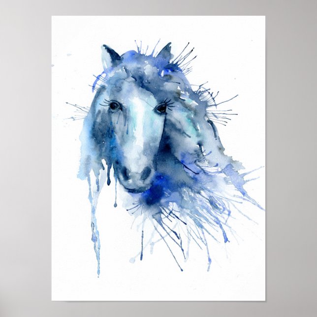 Poster Aquarelle Portrait Abstrait Horse (Devant)