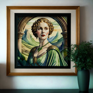 Poster Aquarelle Portrait de femme grecque ou romaine 1:1