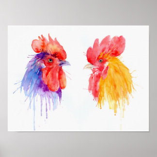 Poster Aquarelle Portrait deux costumes