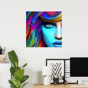 Poster Aquarelle Portrait femme, Art Abstrait