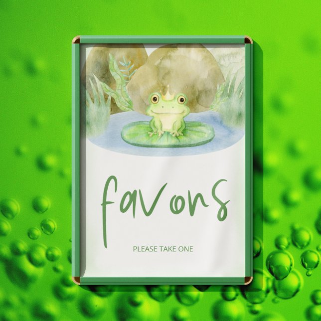 Poster Aquarelle Princesse Grenouille Baby shower Faveurs (Créateur téléchargé)