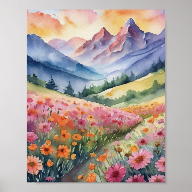 Poster Aquarelle Purple Mountain Majesty (Devant)