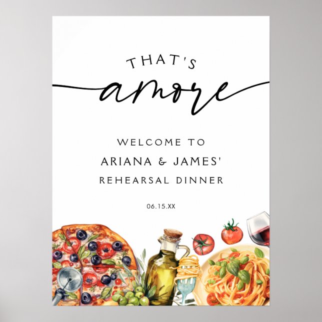 Poster Aquarelle qui plus cuisine italienne (Devant)