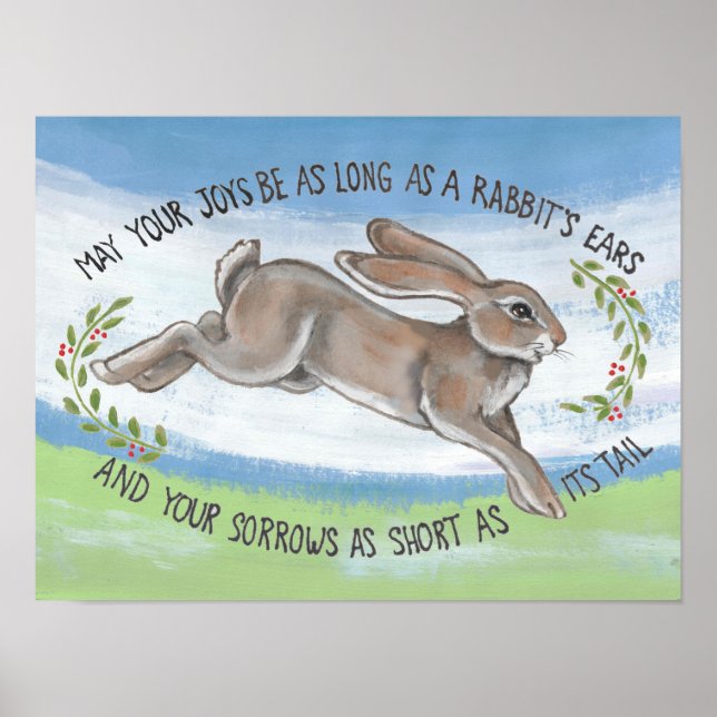 Poster Aquarelle Rabbit Upbeat Hope Encouragement (Devant)
