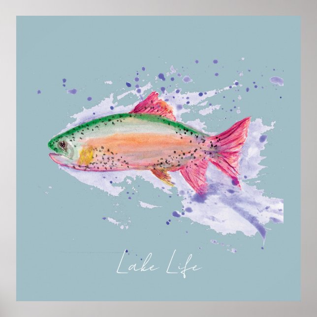 Poster Aquarelle Rainbow Trump Lake Life (Devant)