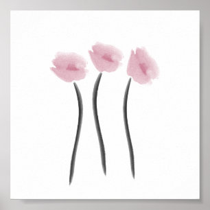 Poster Aquarelle rose Aimer Anémones Fleurs