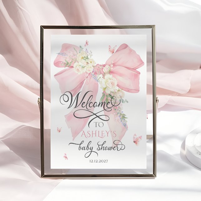 Poster Aquarelle rose Baby shower de boue de floraux Bien (Créateur téléchargé)