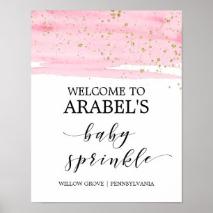Poster Aquarelle rose Blush & Gold Baby Sprinkl Bienvenue