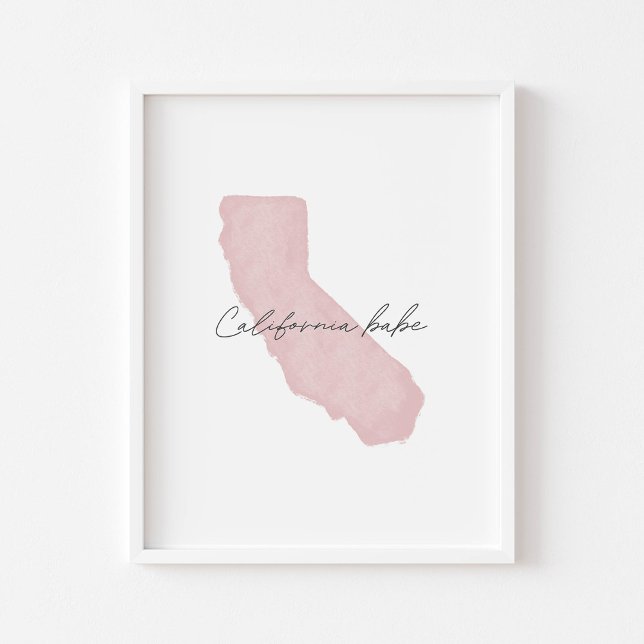 Poster Aquarelle rose Californie imprimé bébé (Créateur téléchargé)