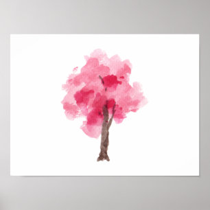 Poster Aquarelle rose cerisier en fleurs