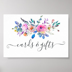 Poster Aquarelle rose chaud Cartes de mariage et cadeaux
