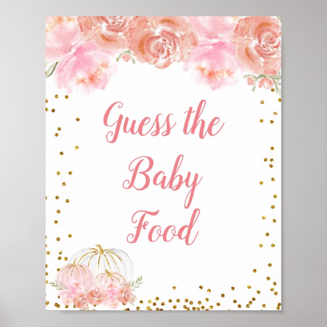Poster Aquarelle rose citrouille à fleurs Guess the Baby  (Devant)