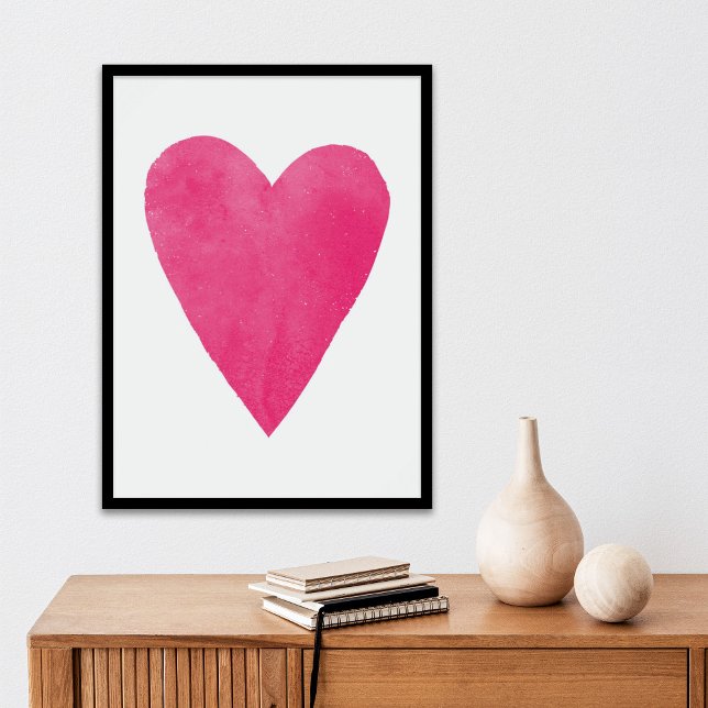 Poster Aquarelle rose Coeur Saint-Valentin Imprimer (Créateur téléchargé)