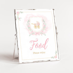 Poster Aquarelle rose Crest Baby shower alimentaire