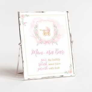Poster Aquarelle rose Crest Baby shower Maman Osa Bar