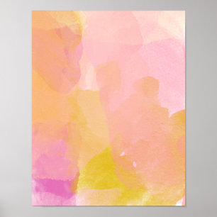 Poster Aquarelle rose et or Peinture Abstraite