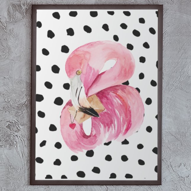 Poster Aquarelle rose exotique moderne Flamant rose & poi (Créateur téléchargé)