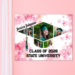 Poster Aquarelle rose Floral Graduation Photo Collage