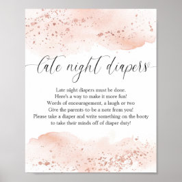 Poster Aquarelle rose or rose Late nuit couches signe