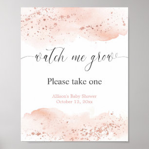 Poster Aquarelle rose or rose montre me faire pousser fav