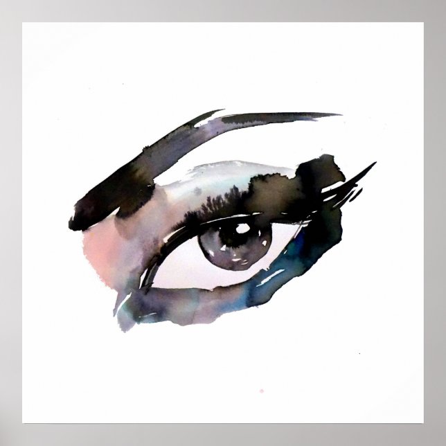 Poster Aquarelle rose pourpre éclate la marque de maquill (Devant)